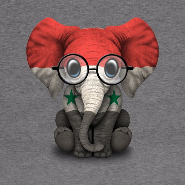 Baby Elephant with Glasses and Syrian Flag by jeffbartels